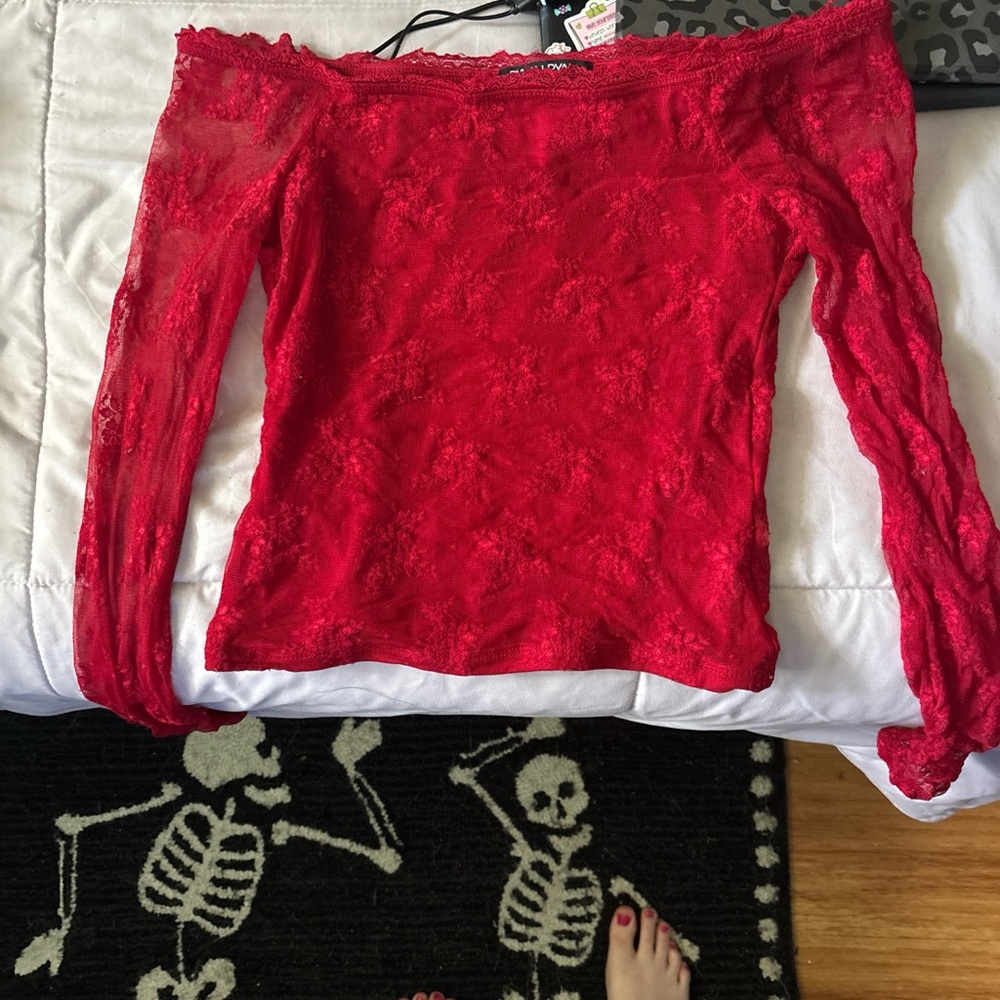 Elegant Red Lace Blouse